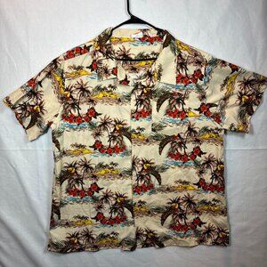 Barefoot In Paradise Shirt Adult Xxl Floral Toucan Hawaiian Camp Tropical Men